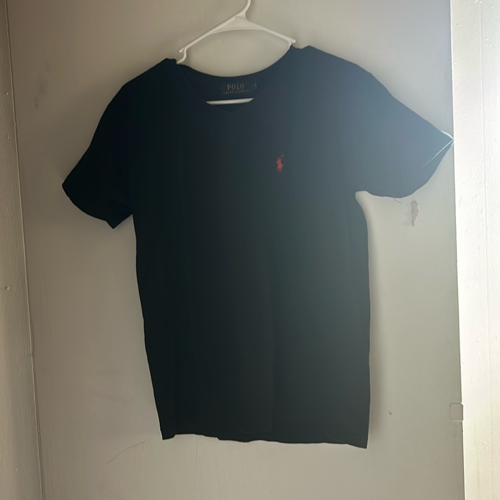 Black V-neck polo